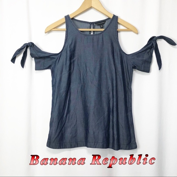 Banana Republic-Chambray Cold shoulder Top XS - Picture 1 of 7